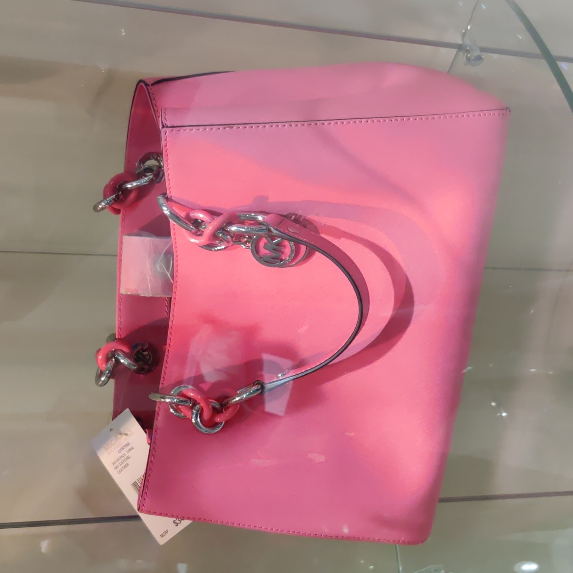 Nwt! Michael Kors Cynthia Coral Md Satchel Leather Bag
